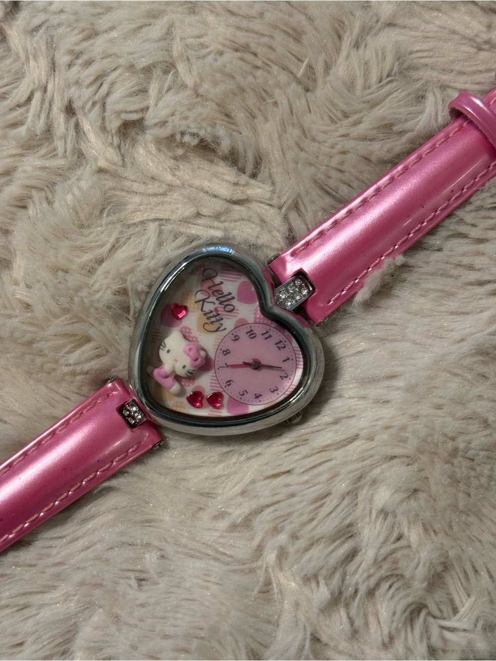 Hello Kitty Heart-Shaped Pink Kids Watch with Sparkle Accents